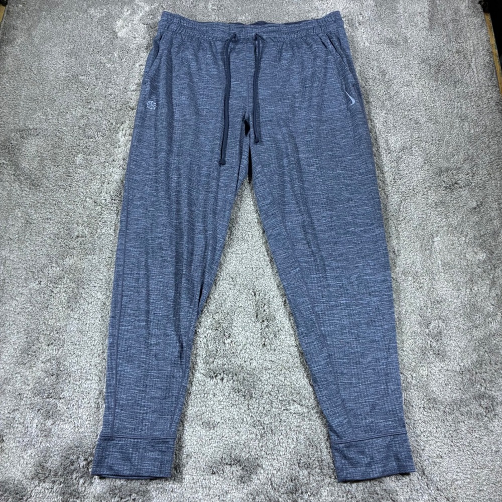 Nike Dri-FIT Yoga Tapered Joggers Mens Large Blue Heathered Running Gym FB7782